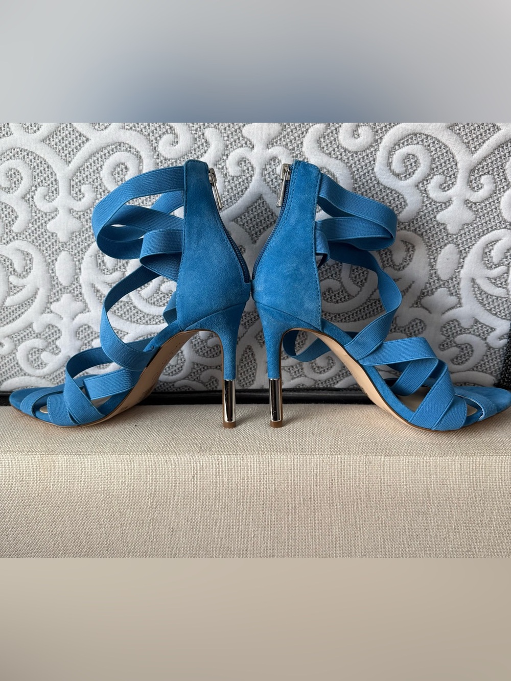 Blue Strappy High Heel Sandals - Women